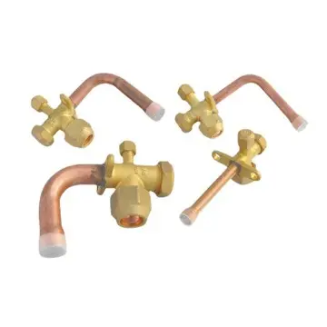 1/4" 3/8" 1/2" 5/8" Copper Split Service Valve L Bend Gas Stop AC Outdoor Bra...
